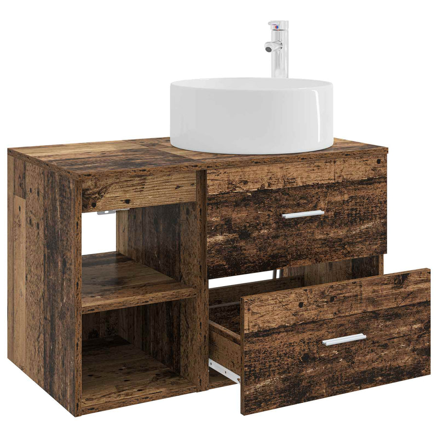 Badkamermeubelset 2 pcs Oud hout Bewerkt hout