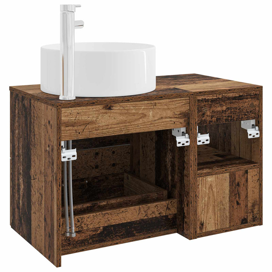 Badkamermeubelset 2 pcs Oud hout Bewerkt hout