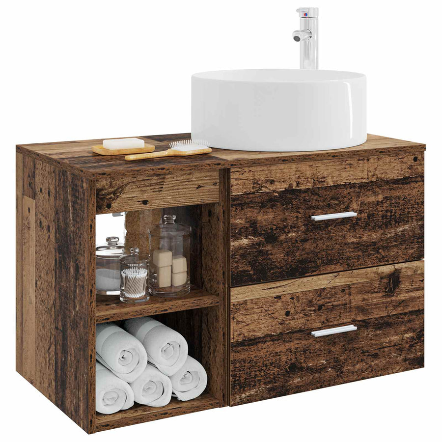 Badkamermeubelset 2 pcs Oud hout Bewerkt hout