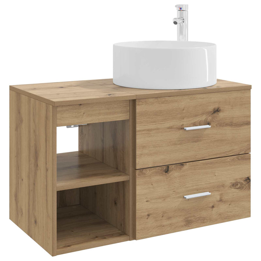 Badkamermeubelset 2 pcs Artisanaal eiken Bewerkt hout