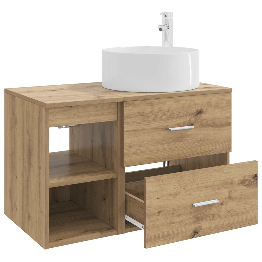 Badkamermeubelset 2 pcs Artisanaal eiken Bewerkt hout