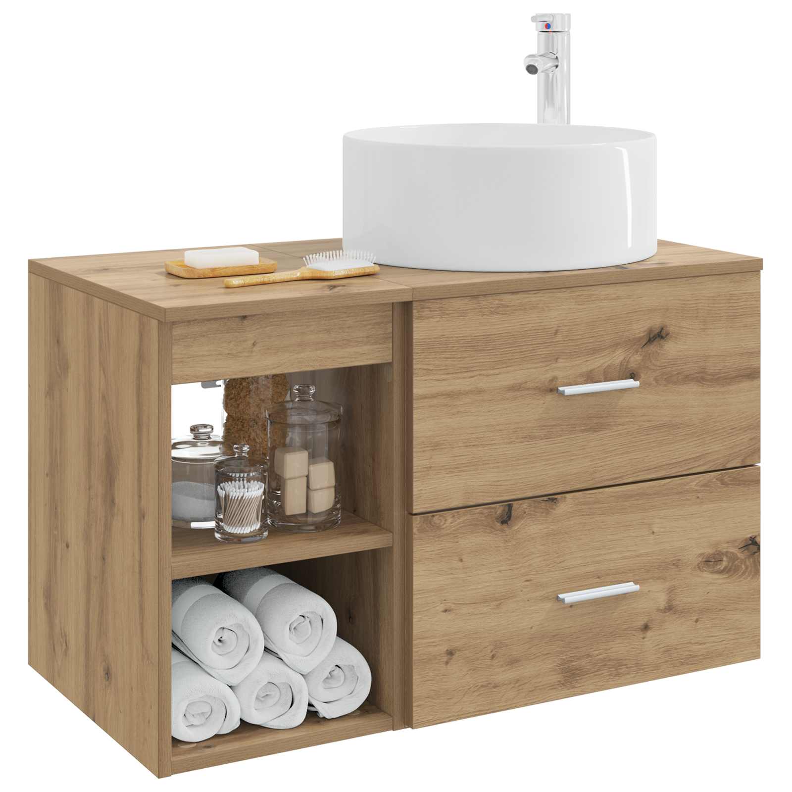 Badkamermeubelset 2 pcs Artisanaal eiken Bewerkt hout