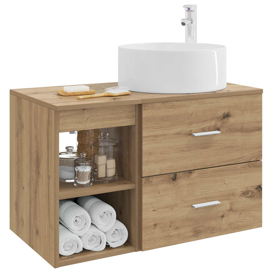 Badkamermeubelset 2 pcs Artisanaal eiken Bewerkt hout