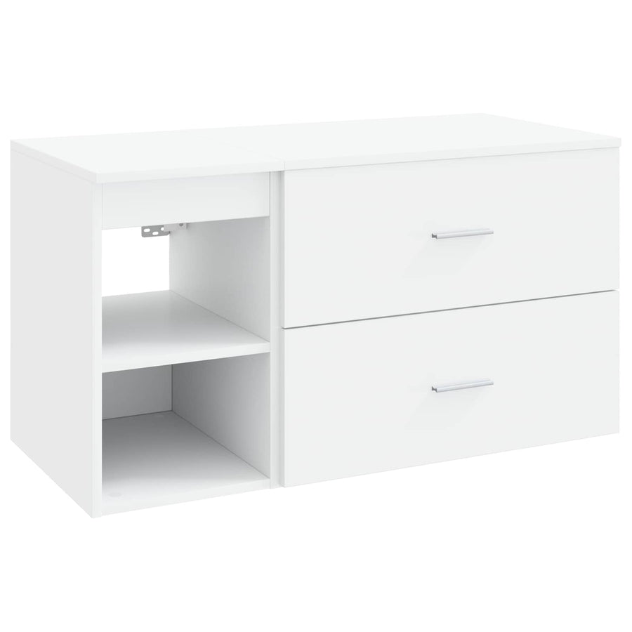 Badkamermeubelset 2 pcs Wit Bewerkt hout