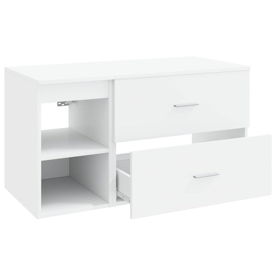 Badkamermeubelset 2 pcs Wit Bewerkt hout