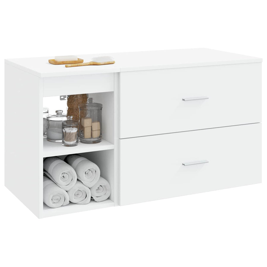 Badkamermeubelset 2 pcs Wit Bewerkt hout