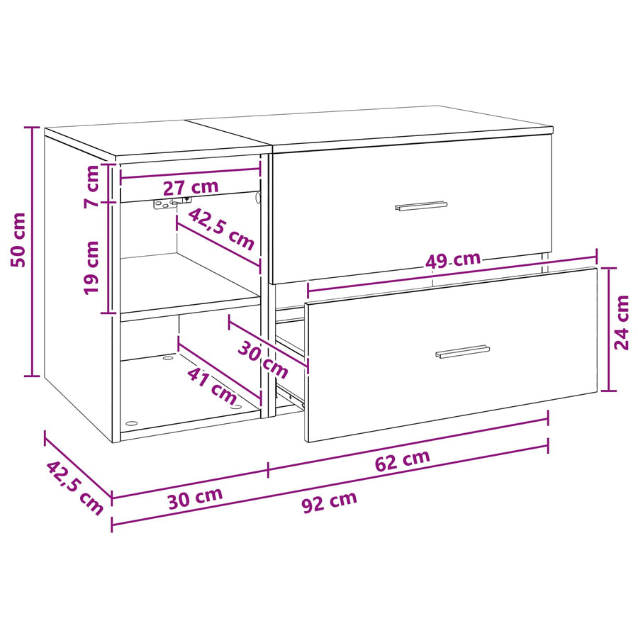 Badkamermeubelset 2 pcs Wit Bewerkt hout