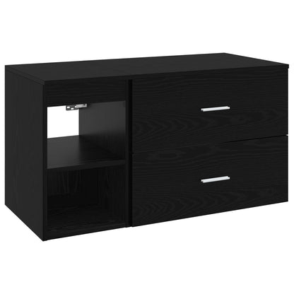 Badkamermeubelset 2 pcs Zwart eiken Bewerkt hout