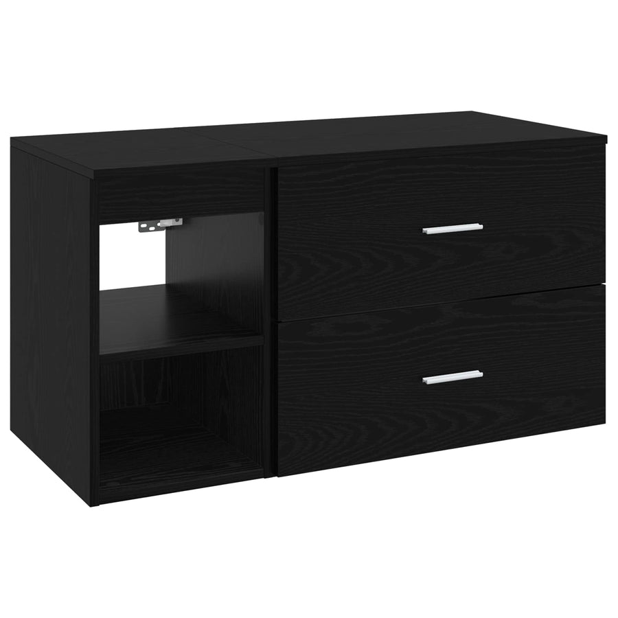 Badkamermeubelset 2 pcs Zwart eiken Bewerkt hout