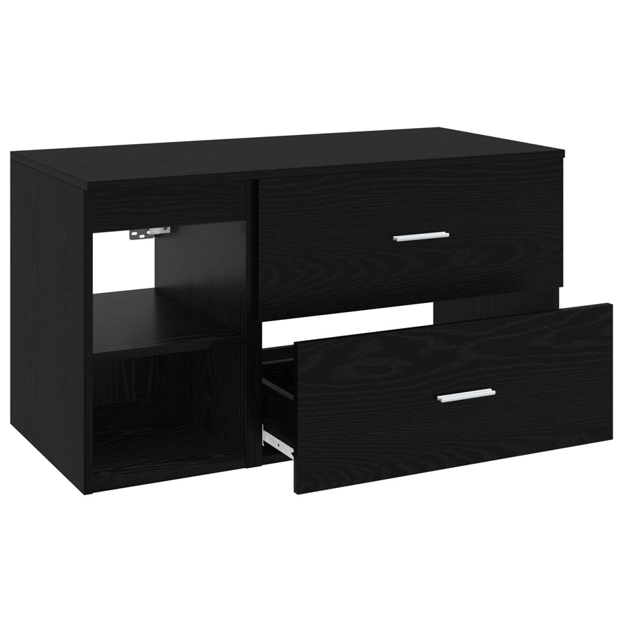 Badkamermeubelset 2 pcs Zwart eiken Bewerkt hout