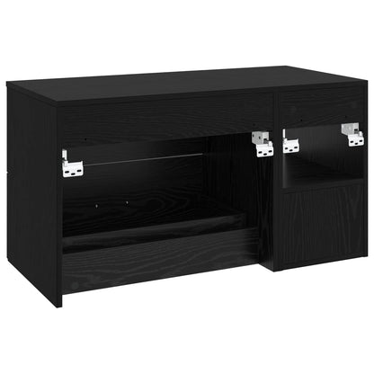 Badkamermeubelset 2 pcs Zwart eiken Bewerkt hout