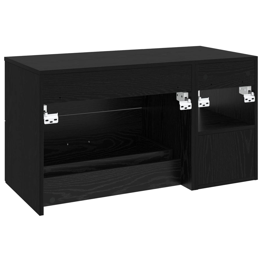 Badkamermeubelset 2 pcs Zwart eiken Bewerkt hout