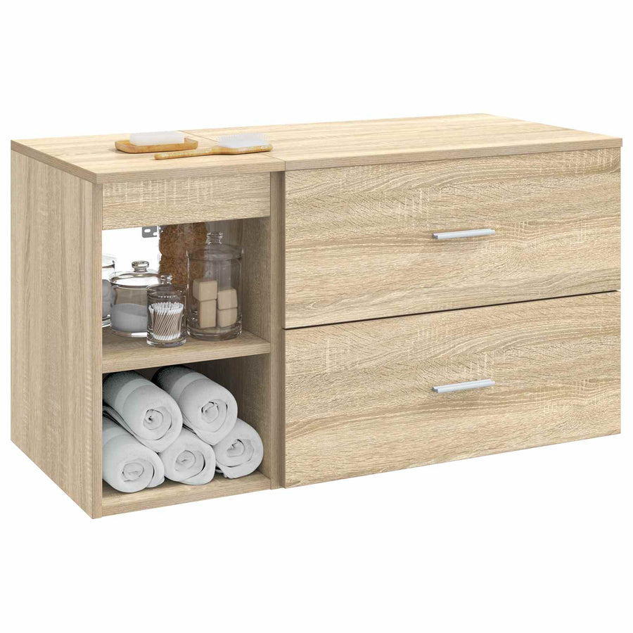 Badkamermeubelset 2 pcs Sonoma Eiken Bewerkt hout