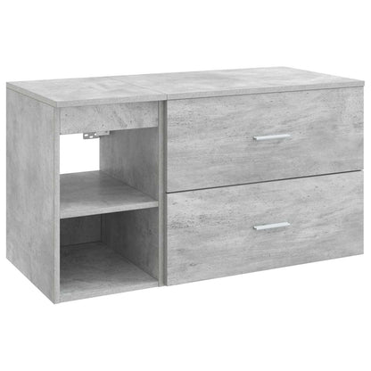 Badkamermeubelset 2 pcs Betongrijs Bewerkt hout
