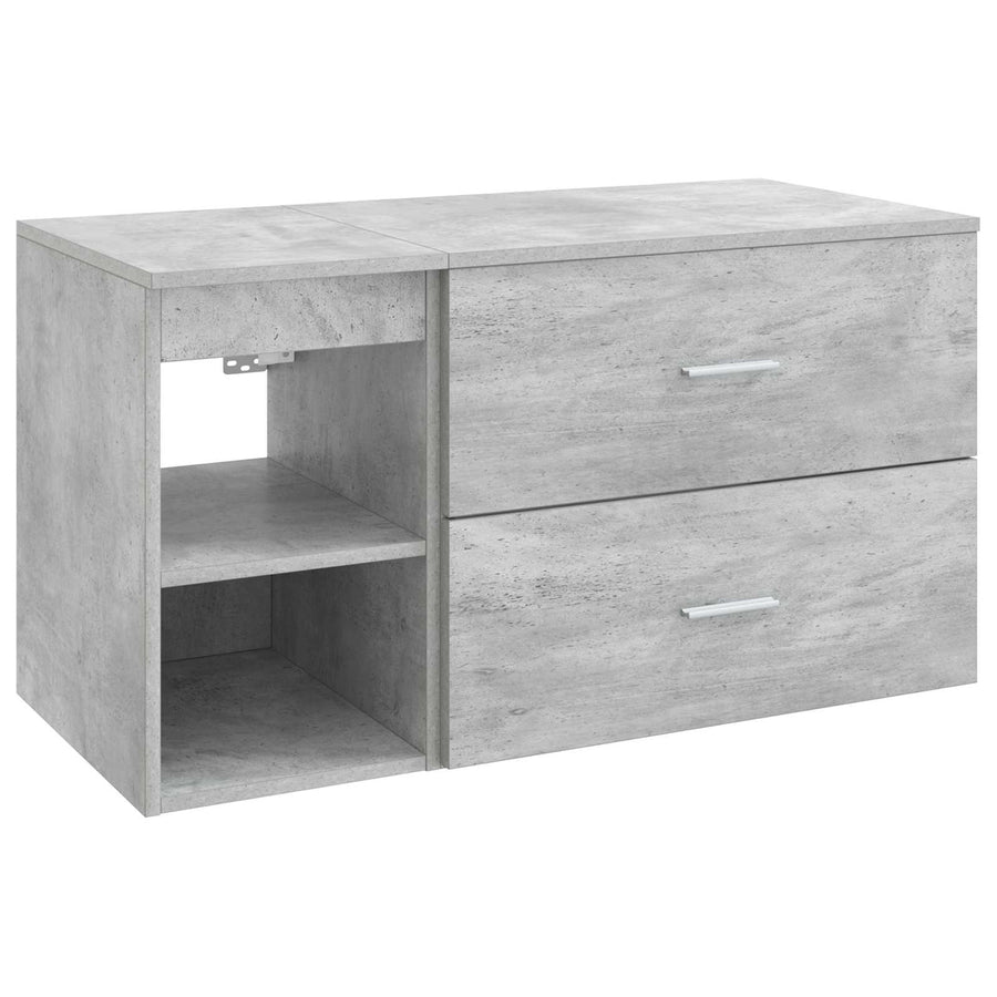 Badkamermeubelset 2 pcs Betongrijs Bewerkt hout
