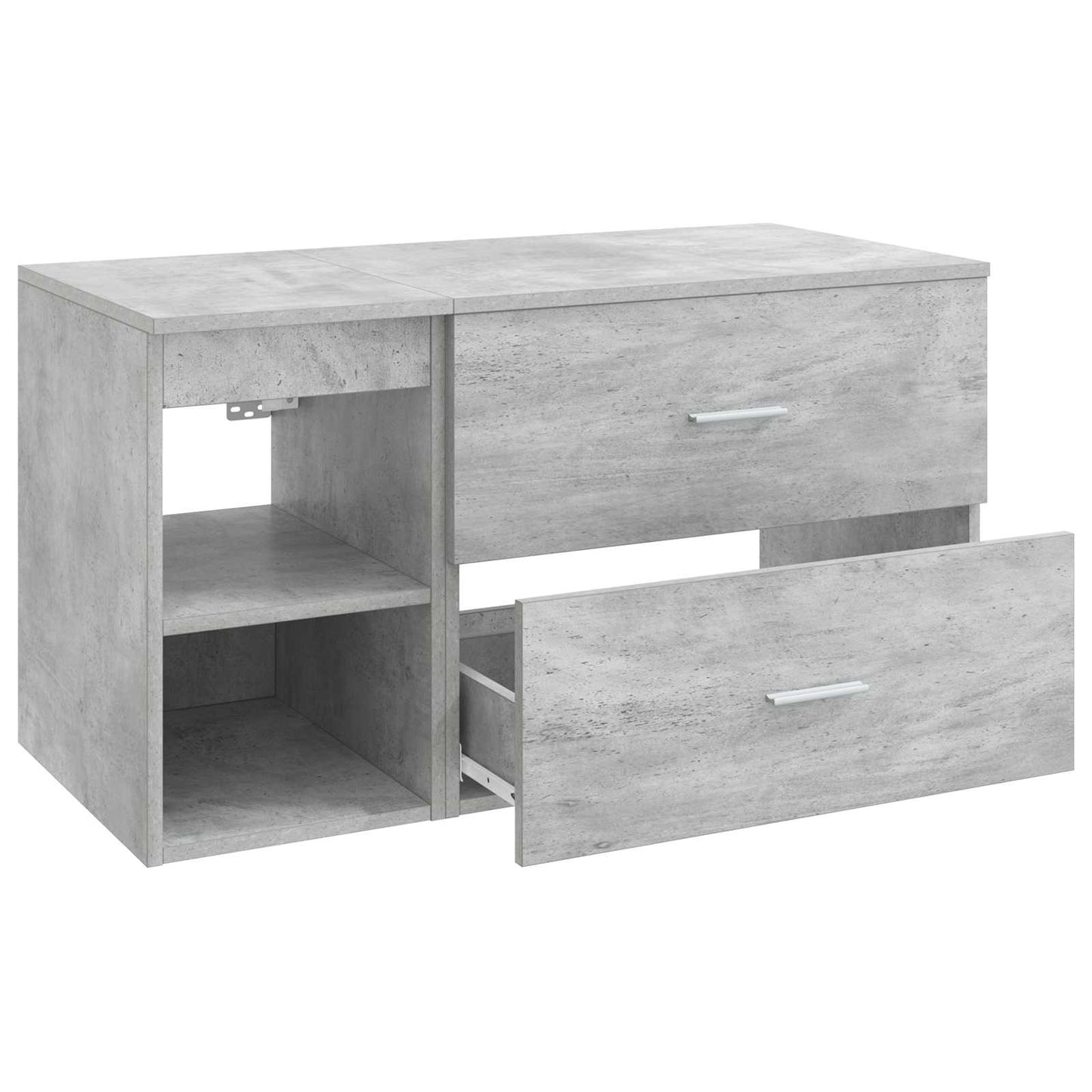 Badkamermeubelset 2 pcs Betongrijs Bewerkt hout