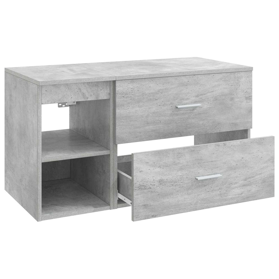 Badkamermeubelset 2 pcs Betongrijs Bewerkt hout