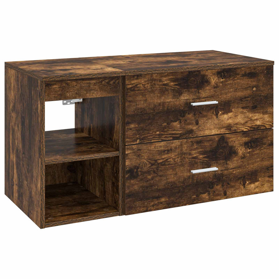 Badkamermeubelset 2 pcs Gerookt eiken Bewerkt hout
