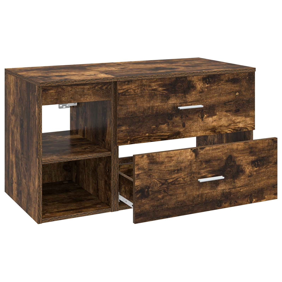 Badkamermeubelset 2 pcs Gerookt eiken Bewerkt hout