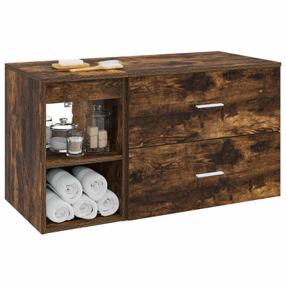 Badkamermeubelset 2 pcs Gerookt eiken Bewerkt hout