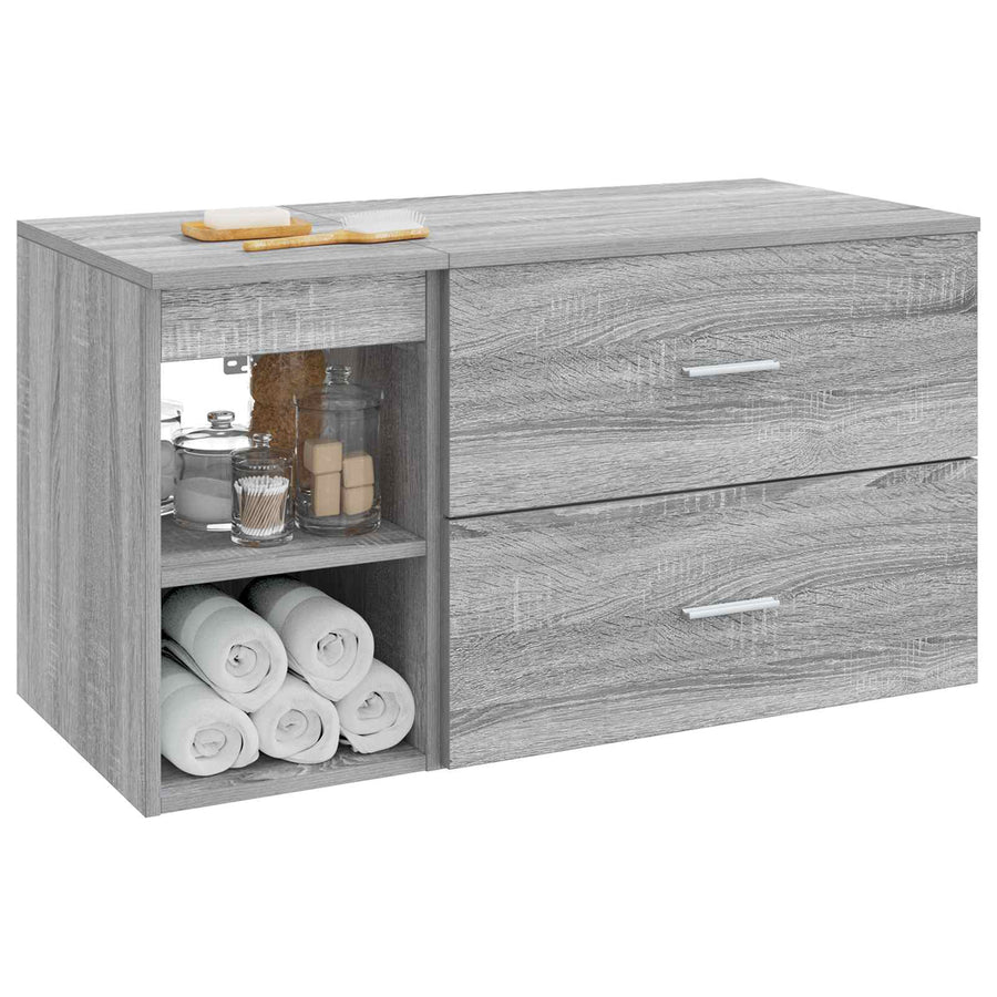 Badkamermeubelset 2 pcs Grijs Sonoma Bewerkt hout
