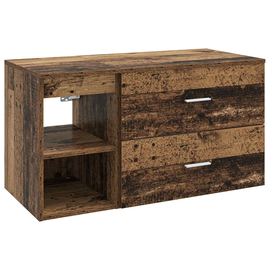 Badkamermeubelset 2 pcs Oud hout Bewerkt hout