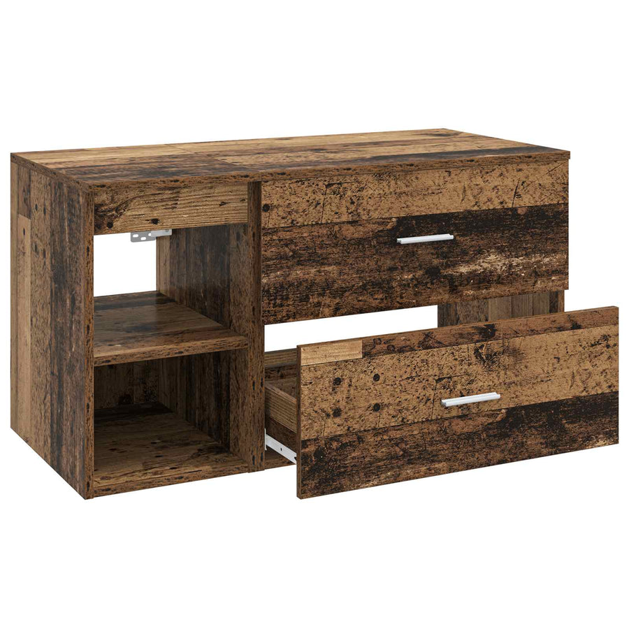 Badkamermeubelset 2 pcs Oud hout Bewerkt hout