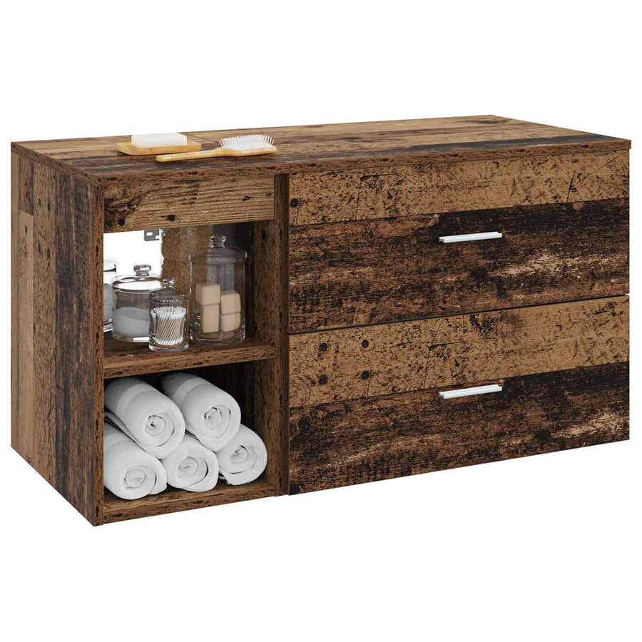 Badkamermeubelset 2 pcs Oud hout Bewerkt hout