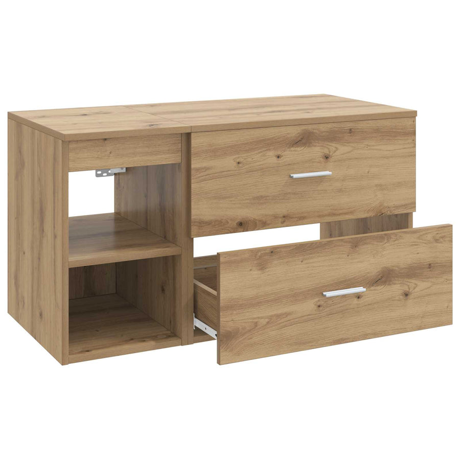 Badkamermeubelset 2 pcs Artisanaal eiken Bewerkt hout