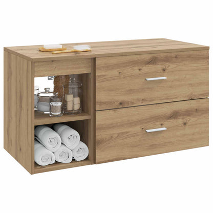 Badkamermeubelset 2 pcs Artisanaal eiken Bewerkt hout