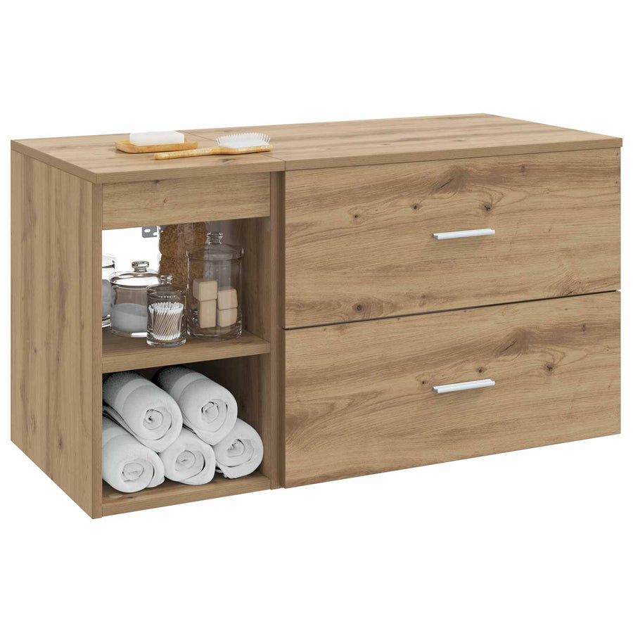 Badkamermeubelset 2 pcs Artisanaal eiken Bewerkt hout