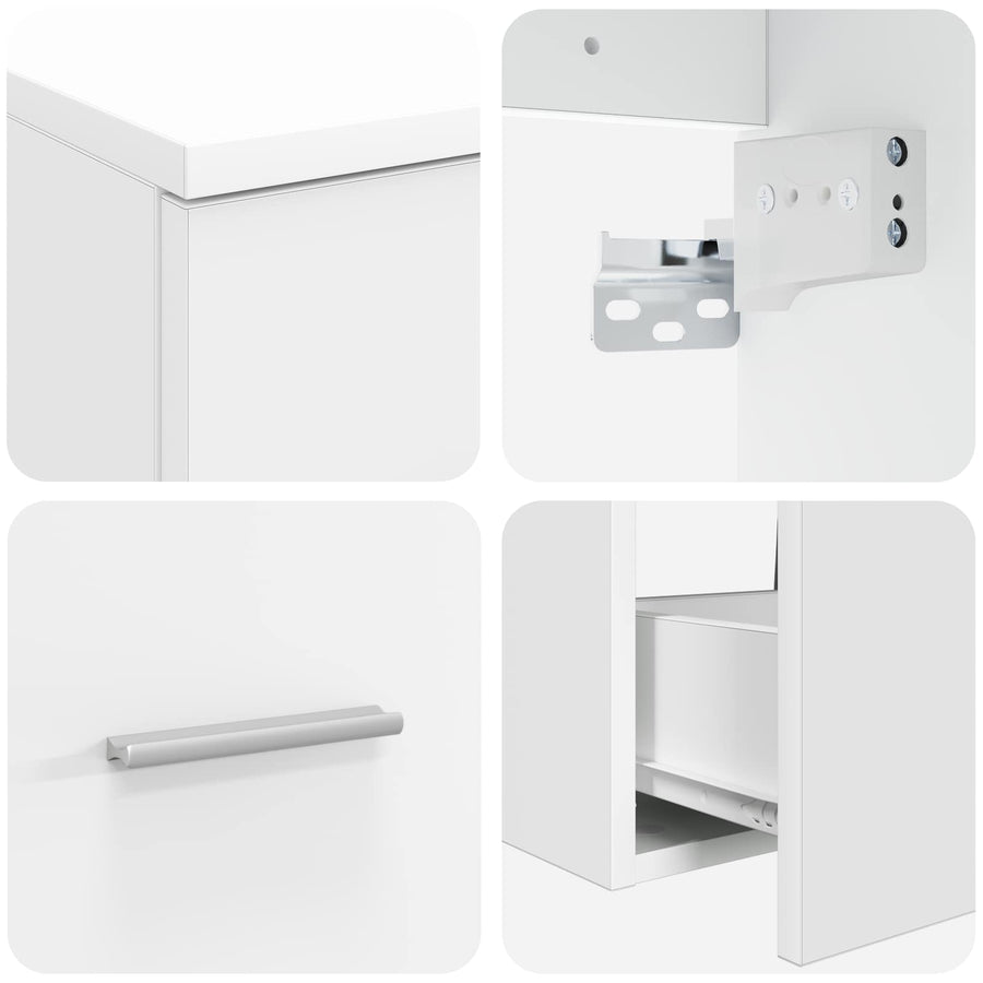 Badkamermeubelset 2 pcs Wit Bewerkt hout