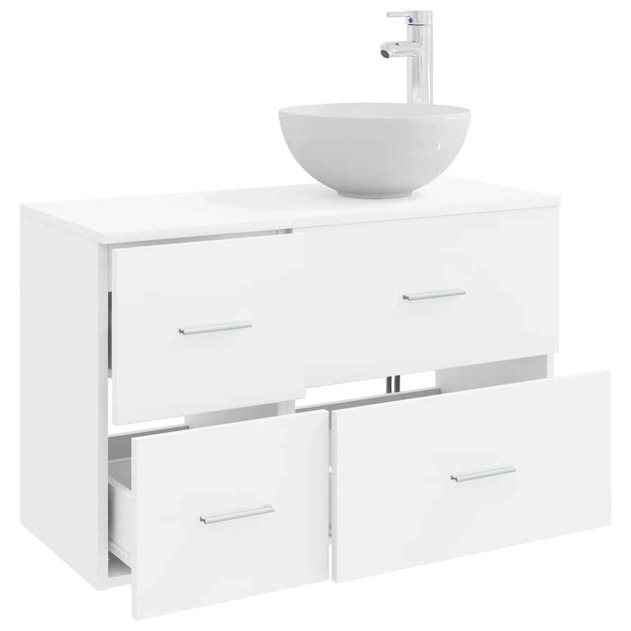 Badkamermeubelset 2 pcs Wit Bewerkt hout