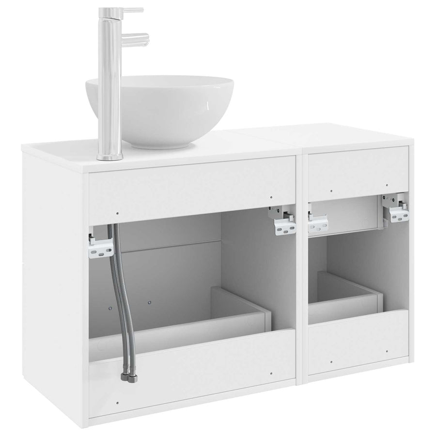Badkamermeubelset 2 pcs Wit Bewerkt hout