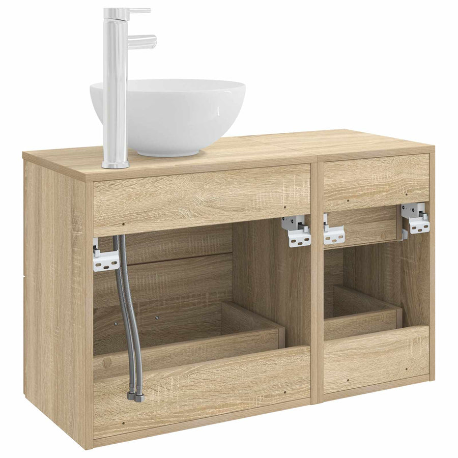 Badkamermeubelset 2 pcs Sonoma Eiken Bewerkt hout