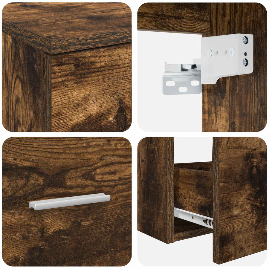 Badkamermeubelset 2 pcs Gerookt eiken Bewerkt hout