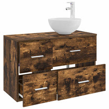 Badkamermeubelset 2 pcs Gerookt eiken Bewerkt hout