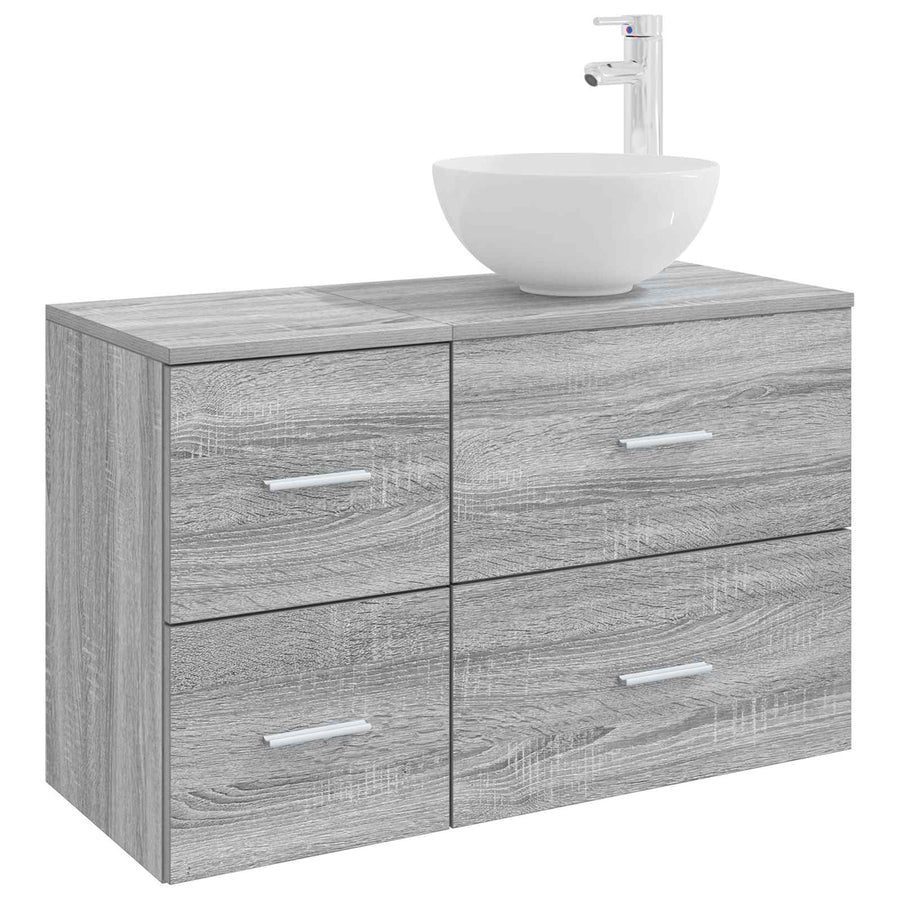 Badkamermeubelset 2 pcs Grijs Sonoma Bewerkt hout