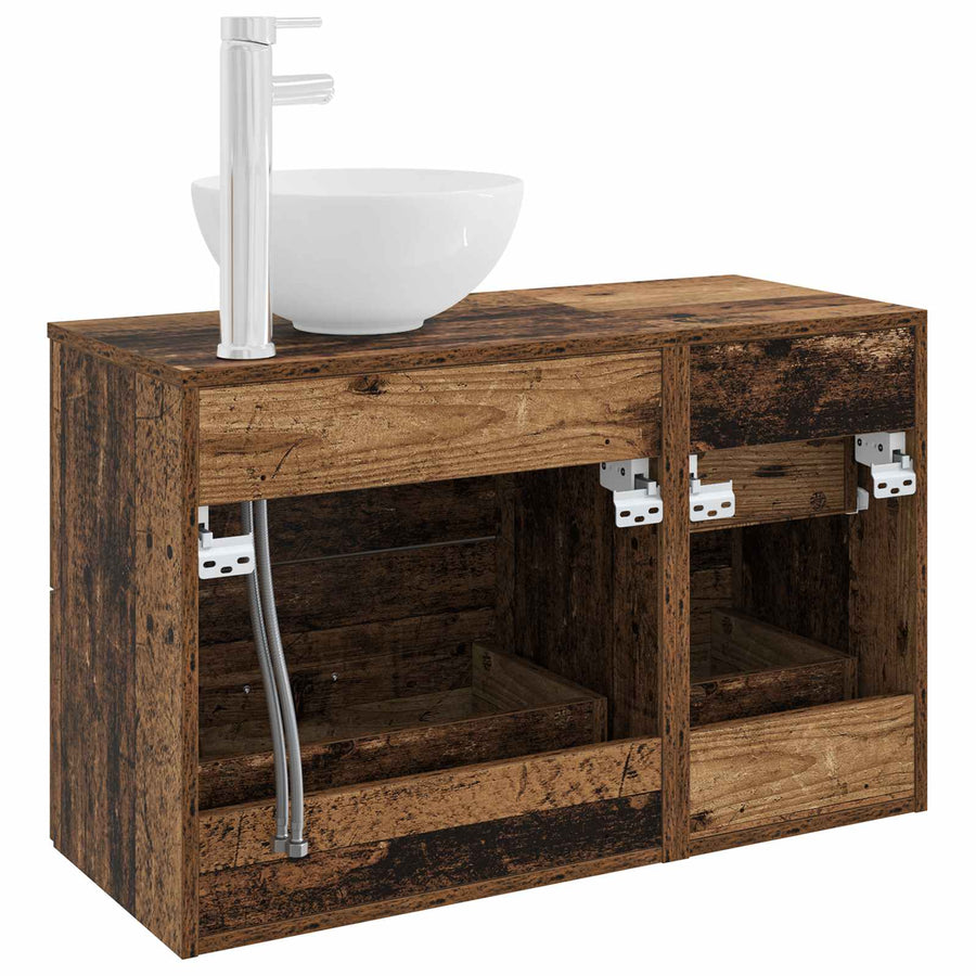 Badkamermeubelset 2 pcs Oud hout Bewerkt hout