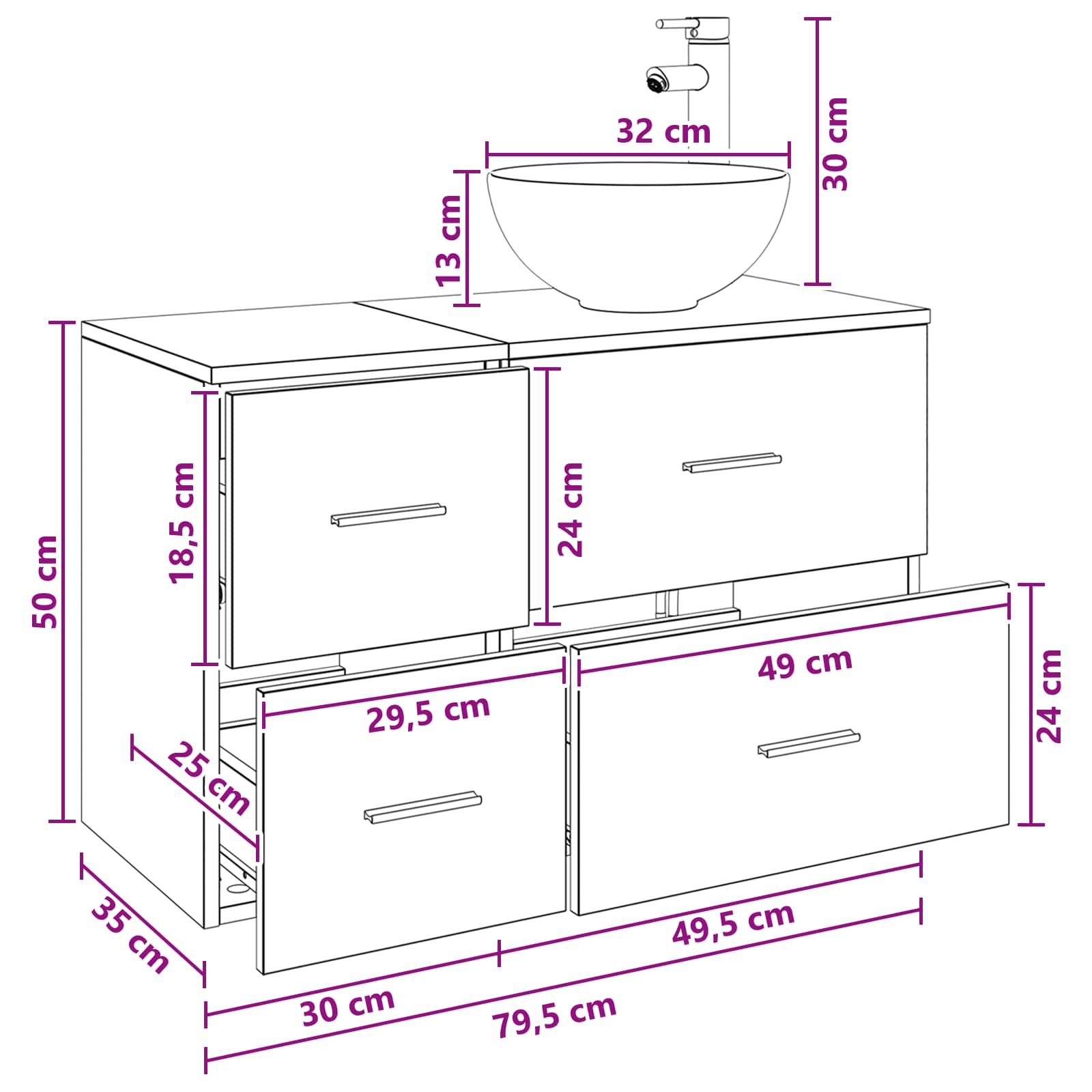 Badkamermeubelset 2 pcs Oud hout Bewerkt hout