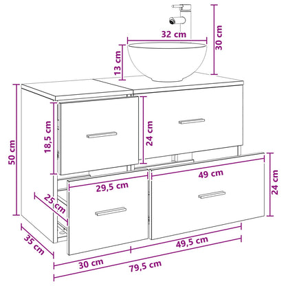 Badkamermeubelset 2 pcs Oud hout Bewerkt hout