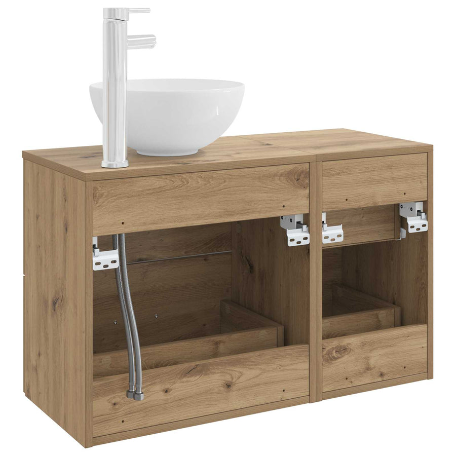 Badkamermeubelset 2 pcs Artisanaal eiken Bewerkt hout