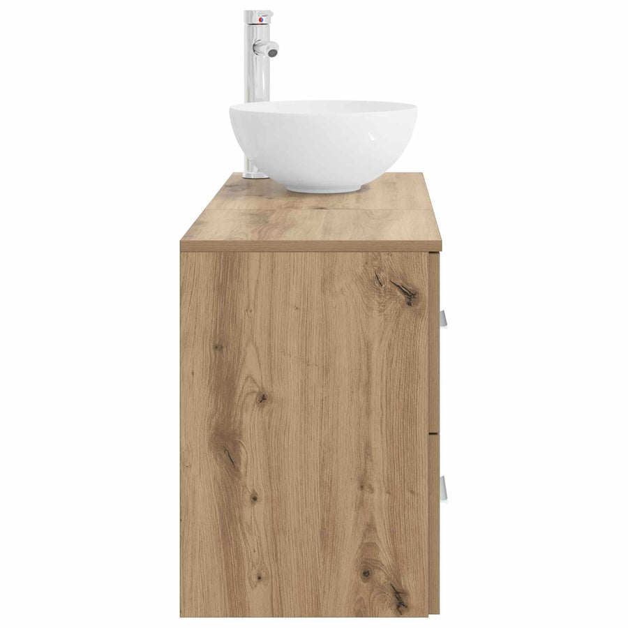Badkamermeubelset 2 pcs Artisanaal eiken Bewerkt hout