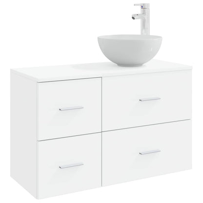 Badkamermeubelset 2 pcs Wit Bewerkt hout