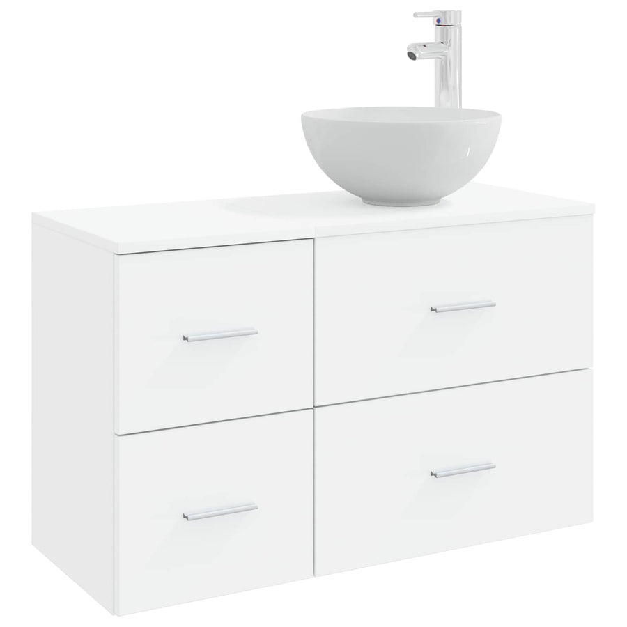 Badkamermeubelset 2 pcs Wit Bewerkt hout