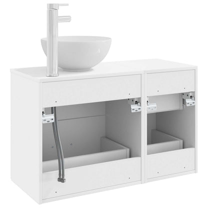 Badkamermeubelset 2 pcs Wit Bewerkt hout