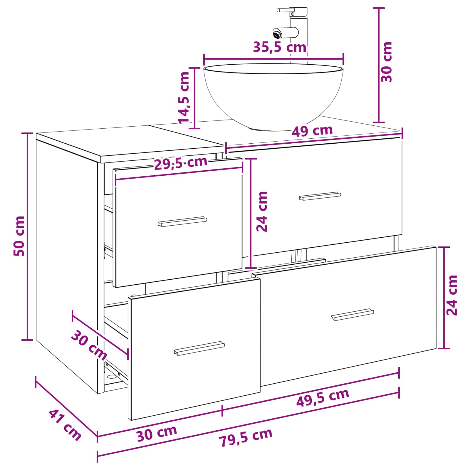 Badkamermeubelset 2 pcs Wit Bewerkt hout