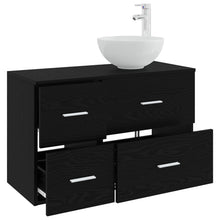 Badkamermeubelset 2 pcs Zwart eiken Bewerkt hout