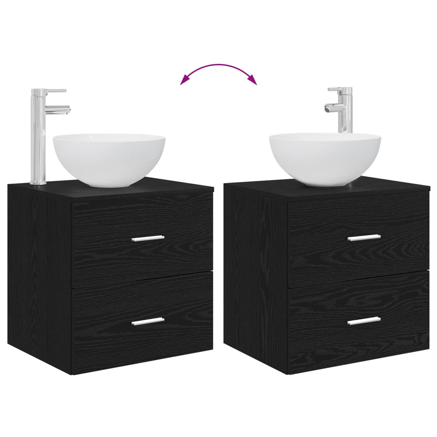 Badkamermeubelset 2 pcs Zwart eiken Bewerkt hout