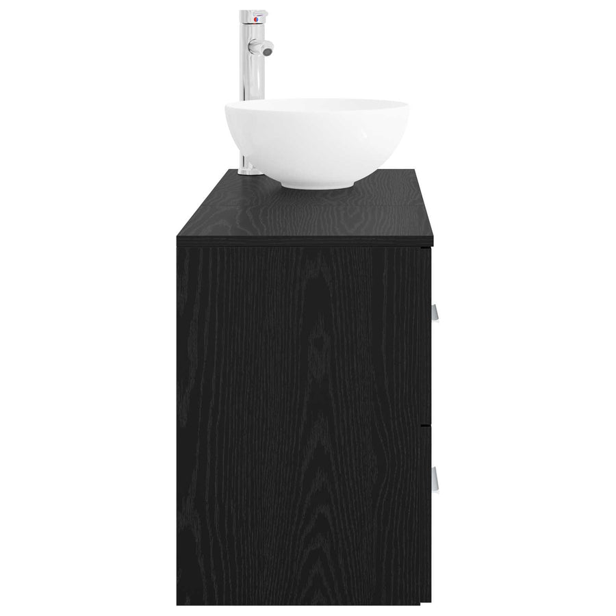 Badkamermeubelset 2 pcs Zwart eiken Bewerkt hout